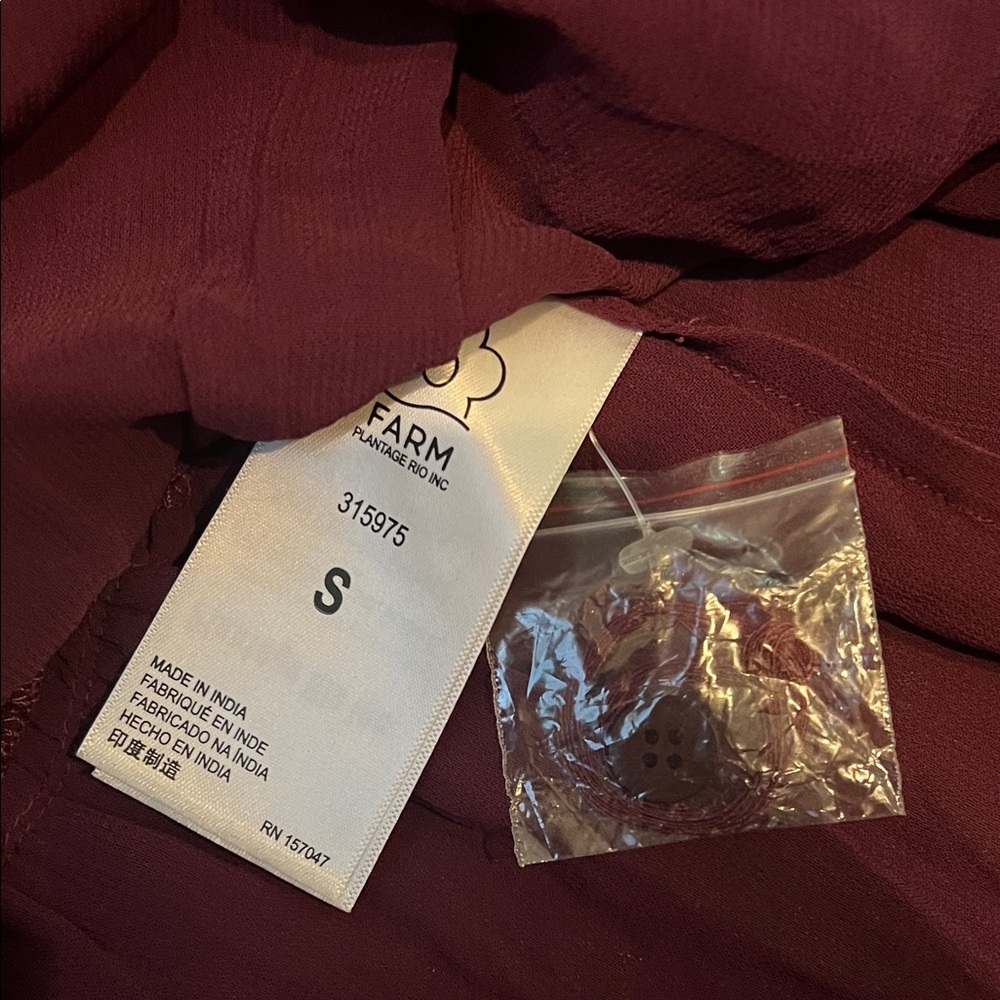 FARM Rio Burgundy Ruffled Blouse - Picture 2 of 4
